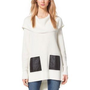 Michael Kors Cowl neck sweater w/ leather pockets